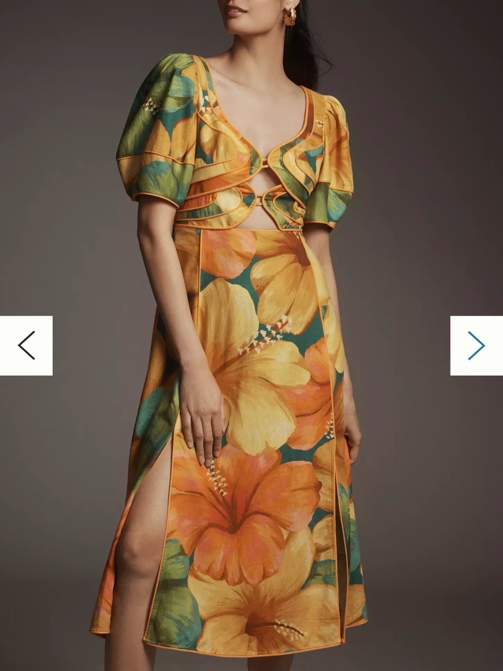 FARM Rio Yellow, Green & Orange Floral Midi Dress - Picture 3 of 7